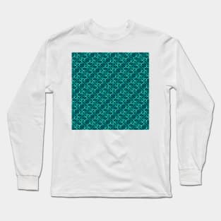 Geometric Flower Petal Pattern (Teal) Long Sleeve T-Shirt